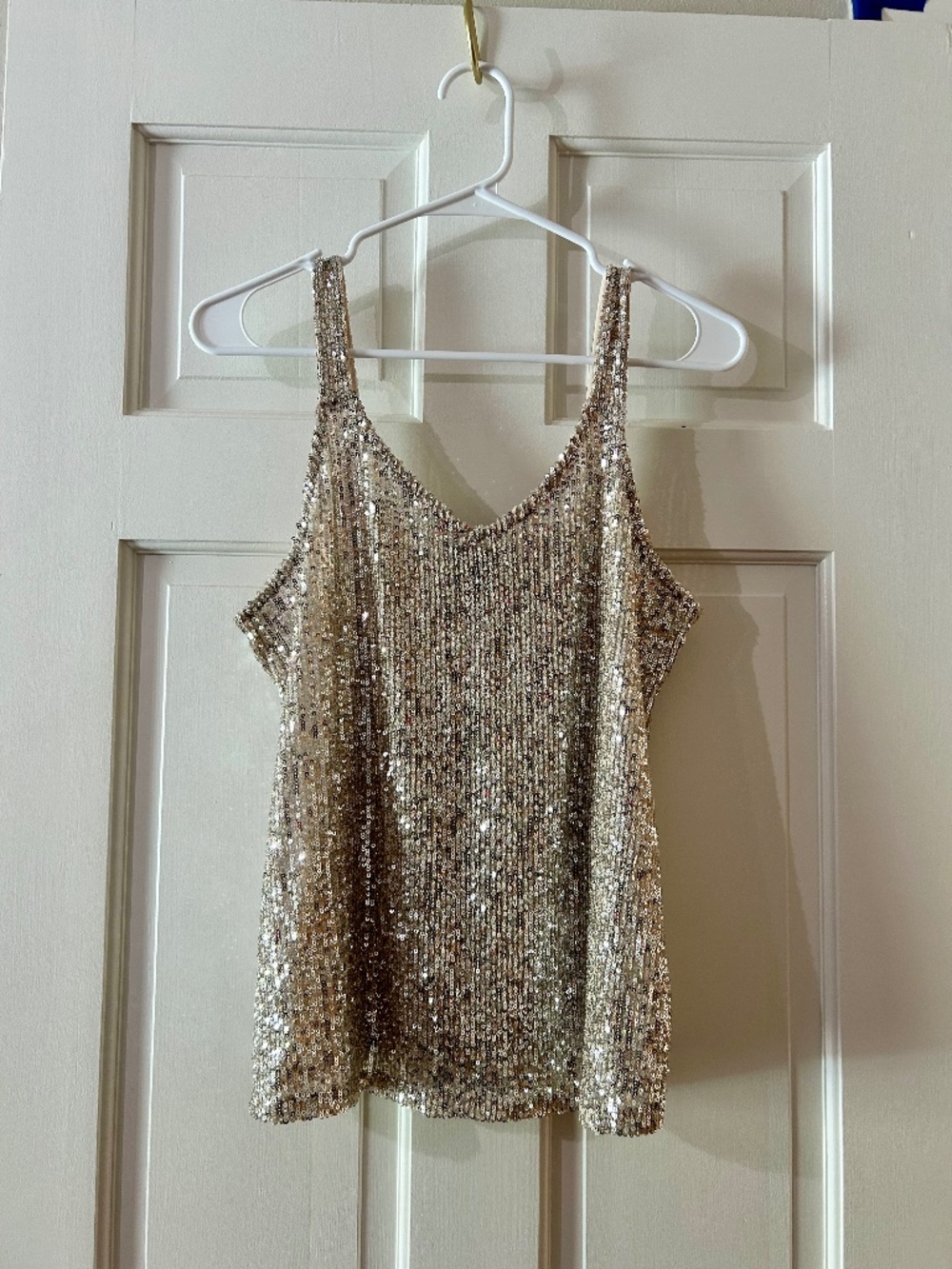 NWOT Daytrip Buckle Gold Champagne Sequin Tank Top XS